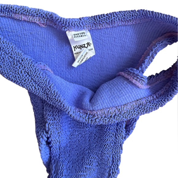 Hunza G Gigi Crinkle Square Neckline Lilac Top & Bright Purple Bikini Bottom OS - Picture 4 of 5